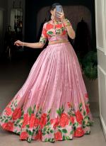 Tussar Silk Flamingo Casual Wear Printed Ready To Wear Lehenga Choli